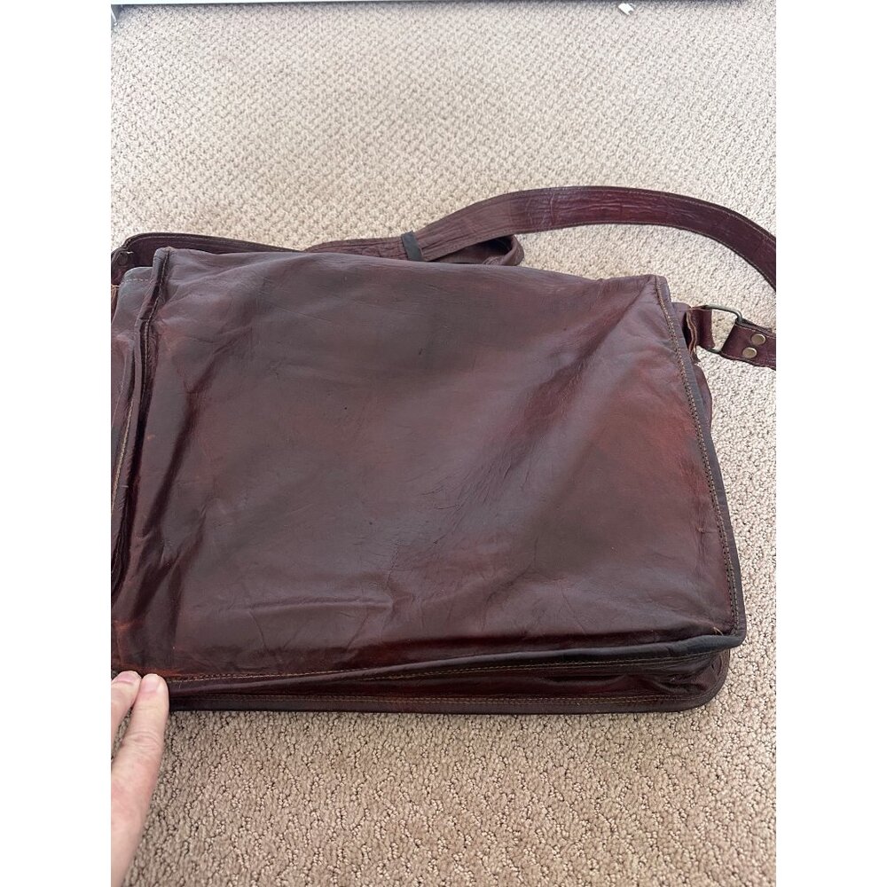 Vintage Leather Messenger Bag Satchel Computer 14 x 12 Supple Custom - Picture 13 of 13